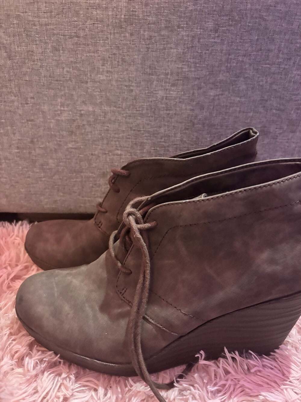Dr. Scholl's Wedge Boots Brown Lace Up Booties Size 10